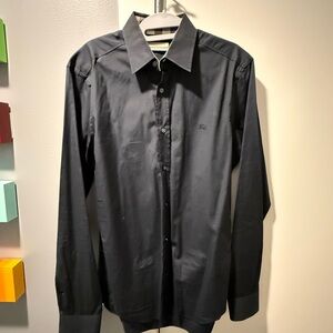 Burberry Black Shirt with Check Collar